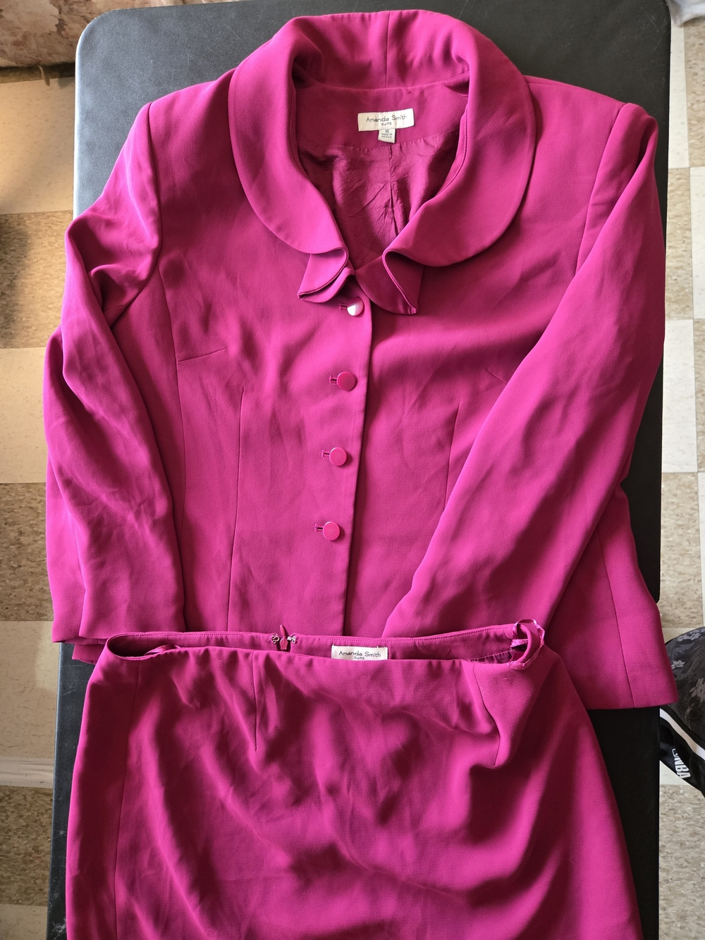Amanda Smith Fuchsia Long-Sleeve Skirt Suit